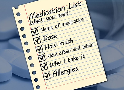 Medication List for the elderly