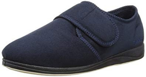 Padders CHARLES Mens Microsuede Touch Fasten Wide (G) Fitting Navy Slippers