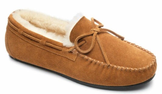 Peter Werth Newman Mens Genuine Sheepskin Suede Moccasins Slippers