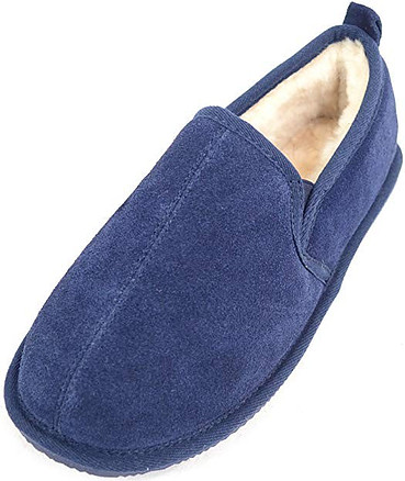 SNUGRUGS Men's Sheepskin Low-Top Slipper with Rubber Sole