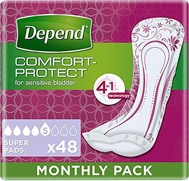 Depend Super Incontinence Pads for Women - 48 Pads